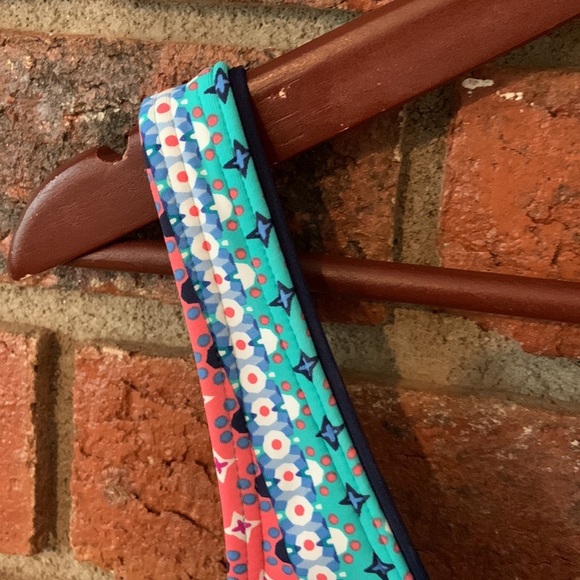 Lands’ End Navy Coral Mint Geometric Print Dresskini Swim Dress Top - Picture 3 of 7